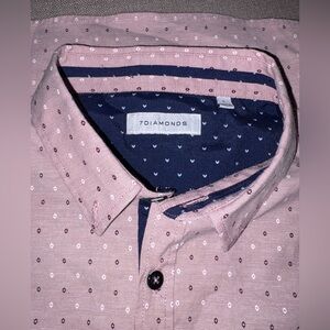7 Diamonds Men's Pink and Navy Patterned Shirt